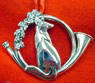 Fox/Horn Sterling Silver Christmas Ornament
