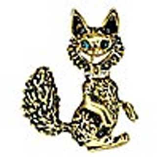 Antiqued Gold Tone Smiling Fox Pin