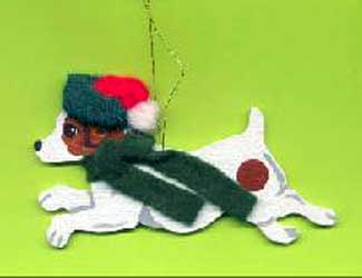 Jack Russell with Hat and Scarf Ornament